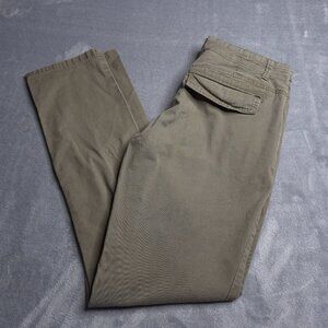 Democracy Womens Olive Green Straight Leg 4 Low Rise Faux Zip Pockets Stretch
